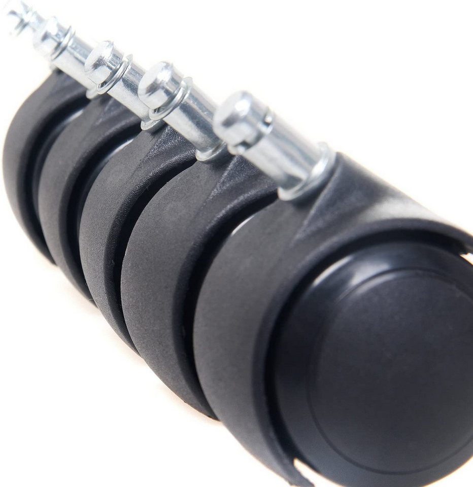 UE Stock Stuhlrolle TUKA 5er Hartbodenrollen Bürostuhl Drehstuhl Stuhlrollen 11 mm Schwarz, (5-St), Einfache Montage von UE Stock