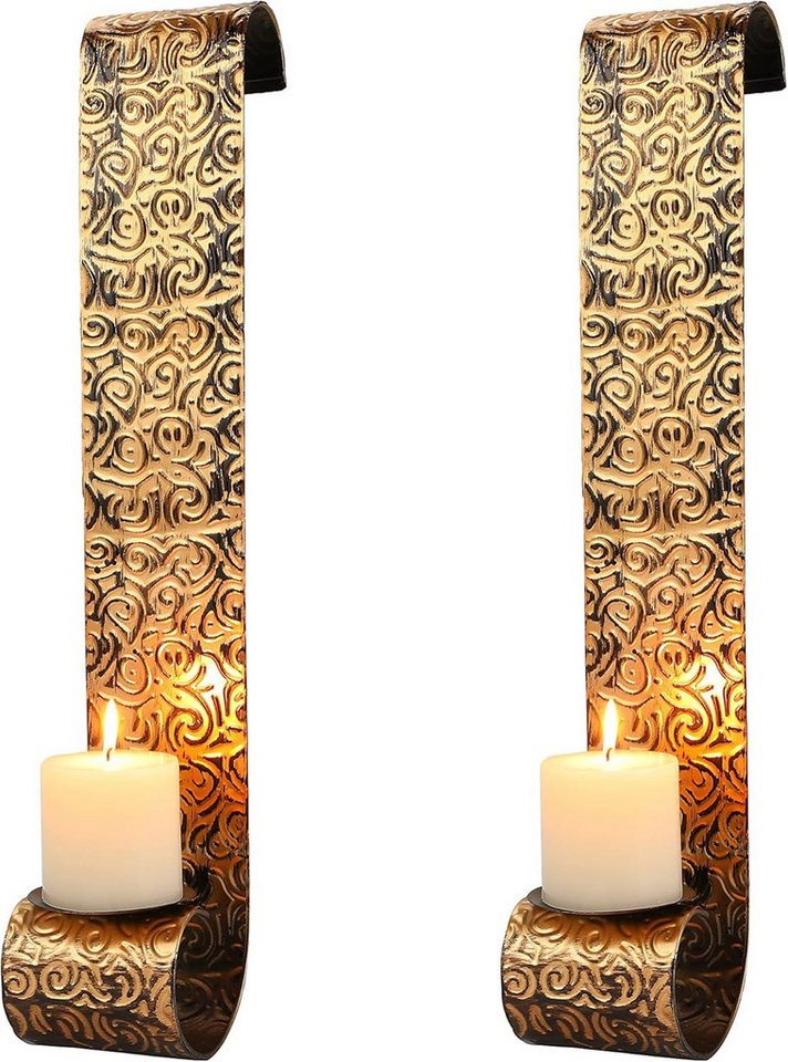 UE Stock Wanddekoobjekt 2er-Set Wandleuchter aus Metall Kerzenständer Wanddekoration 57cm Gold (2 St), wunderbare Dekoration für Ihr Zuhause von UE Stock