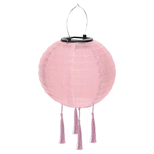 Solar Laterne Garten, LED-Laterne Gartendeko, wasserdicht chinesische Solarlaterne, Solarleuchte für Außen, Deko Laterne für die Terrasse (Rosa, 30cm) von UEB