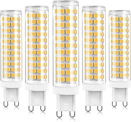 UEB G9 LED Lampe Warmweiß 15W 1500 Lumen 2835SMD 220V 360 Beam Dimmbar Glühlampe Maislicht Kronleuchter Keramik Ersatz Für Halogenlampe (5Pack Warmweiß) von UEB