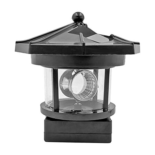 UEB Outdoor Leuchtturm Form Solar LED Lampe Garten Zaun Hof Deko Smart Sensor rotating Lampe Nachtlicht (Schwarz) von UEB
