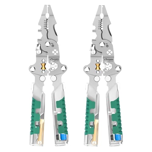 ​18-in-1-Abisolierzange for Zusammenklappen mit Spannungsprüfer und Crimpzange | Multifunktionale Elektrikerzange for Schneiden, Ziehen von Drähten und Kabeln​(2pcs) von UEGFSIJRF