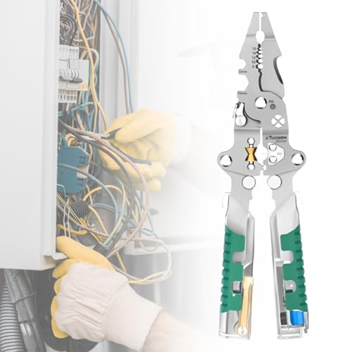 ​18-in-1 faltbare Abisolierzange mit Spannungsprüfer und Crimpzange | Multifunktionszange for Elektriker for Schneiden, Einziehen von Kabeln und Reparieren​(1pcs) von UEGFSIJRF