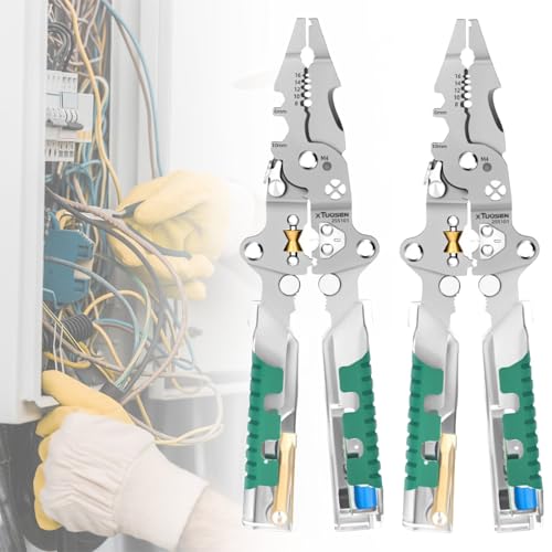 ​18-in-1 faltbare Abisolierzange mit Spannungsprüfer und Crimpzange | Multifunktionszange for Elektriker for Schneiden, Einziehen von Kabeln und Reparieren​(2pcs) von UEGFSIJRF
