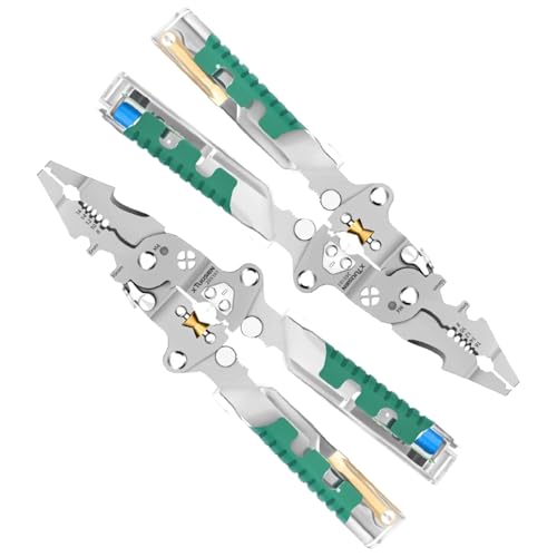 Verbesserter faltbarer 18-in-1-Abisolierer | Integrierter Spannungsprüfer, Stiftschraubendreher, Crimpzange und Kabelschneider | All-in-One-Werkzeug for Elektriker(2pcs) von UEGFSIJRF