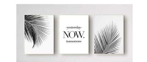 Schwarzes Und Weißes Blatt Poster 3 Stück Set Moderne Drucke Schwarzes Und Weißes Bild Botanisches Blatt Leinwandgemälde Rahmenlos Wohnzimmer Schlafzimmer Dekorative Malerei (monochrom,40*60CM) von UEHVVF