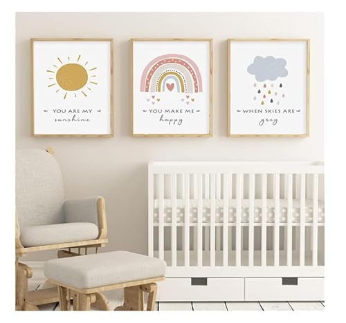 UEHVVF 3 Stück Poster Set, Regenbogen Wolken Bild Anfräßet Prints Wandbilder Kinderzimmer Dekoration Jungen Mädchen Wohnzimmer Schlafzimmer Wanddekoration (fig. reaktionär,30 * 40CM) von UEHVVF