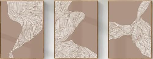 UEHVVF 3 Stück Satz von hochwertigen Postern, abstrakte Linie Wandkunst Bilder, druckt ungerahmt, Wohnzimmer, Schlafzimmer Kunst Poster Wandkunst (Beige,50 * 70CM) von UEHVVF