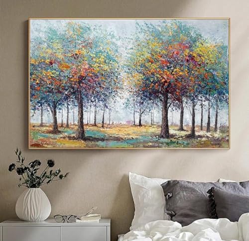 UEHVVF Abstrakte Bäume Leinwand Poster Moderne Kunst Bunte Bäume Bilder Und Drucke Wohnzimmer Home Wanddekoration Rahmenlos (Multicolor,80 * 120CM) von UEHVVF
