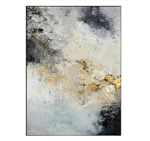 UEHVVF Gold Schwarz Und Weiß Leinwand Gemälde Goldblatt Wandkunst Schwarz Und Weiß Bilder Rahmenlos Abstrakt Modernes Zuhause Wohnzimmer Dekorative Malerei Wanddekorationen (Gold (Farbe),80 * 120CM) von UEHVVF