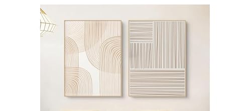 UEHVVF Qualität Poster 2 Stück Set Beige Bild Abstrakte Wand Kunstdrucke Rahmenlos Modernes Bild Schlafzimmer Wohnzimmer Wanddekoration Leinwand Gemälde (beige,30 * 40CM) von UEHVVF