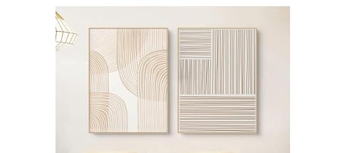 UEHVVF Qualität Poster 2 Stück Set Beige Bild Abstrakte Wand Kunstdrucke Rahmenlos Modernes Bild Schlafzimmer Wohnzimmer Wanddekoration Leinwand Gemälde (beige,50 * 70CM) von UEHVVF