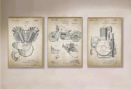 UEHVVF Vintage Motorrad Poster Motor Wandbilder Kunstdrucke Wohnzimmer Dekoration, Gedruckt Wandbilder Schlafzimmer Rahmenlos (Black,40 * 60CM) von UEHVVF