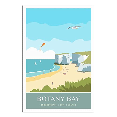Botany Bay Beach Kent Vintage Reiseposter Dekorative Poster Modern Schlafzimmer Leinwand Kunst Poster Bild Gemälde Poster Wanddeko Kunst Geschenk von UEJD