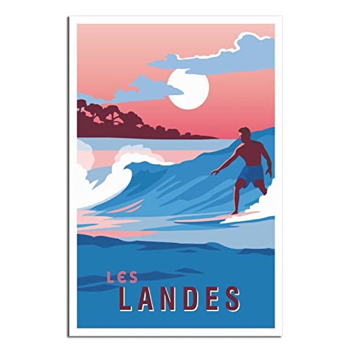 Les Landes Surfeur Dekorative Poster, modernes Schlafzimmer, Leinwand, Kunst, Poster, Wanddekoration, Kunst, Geschenk von UEJD