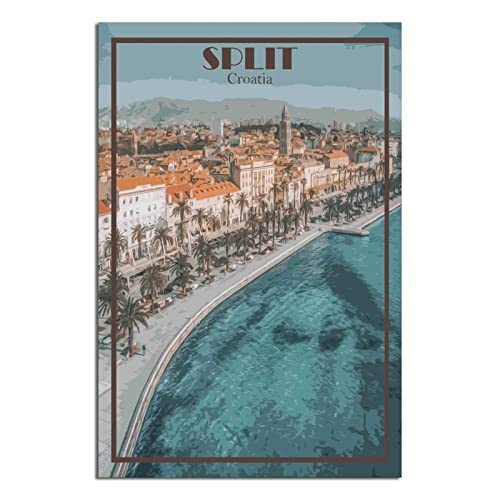 Split-Kroatien Vintage Reise Poster Skyline Dekorative Poster Modern Schlafzimmer Leinwand Kunst Poster Bild Gemälde Poster Wanddeko Kunst Geschenk von UEJD