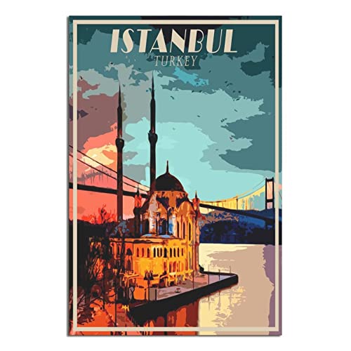 Türkei Istanbul Vintage Reise Poster Skyline Deko Poster Modern Schlafzimmer Leinwand Kunst Poster Bild Malerei Poster Wanddekor Kunst Geschenk von UEJD