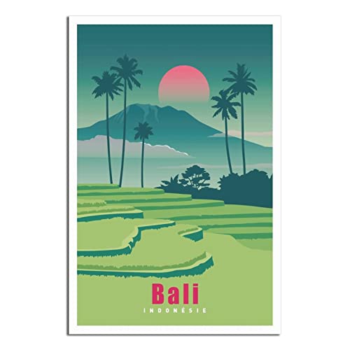 UEJD Bali Indonesien Skyline Vintage Reiseposter Dekorative Poster Modern Bedroom Canvas Art Poster Bild Malerei Poster Wanddekoration Kunst Geschenk von UEJD