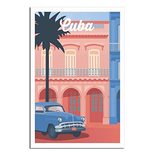 UEJD Kuba Auto Vintage Reise Poster Dekorative Poster Modern Schlafzimmer Leinwand Kunst Poster Bild Malerei Poster Wanddekoration Kunst Geschenk von UEJD