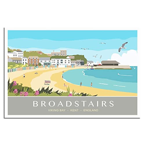 UEJD Vintage Broadstairs Kent Viking Bay Reiseposter Dekorative Poster Modern Bedroom Canvas Art Poster Bild Malerei Poster Wanddekoration Kunst Geschenk von UEJD