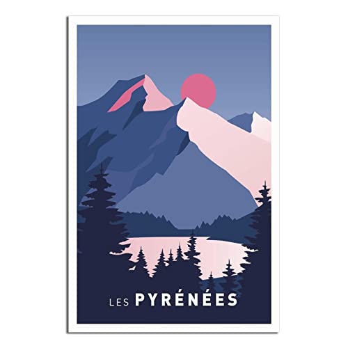 UEJD Vintage Pyrenees Frankreich Poster Wandbild Schlafzimmer Dekoration von UEJD