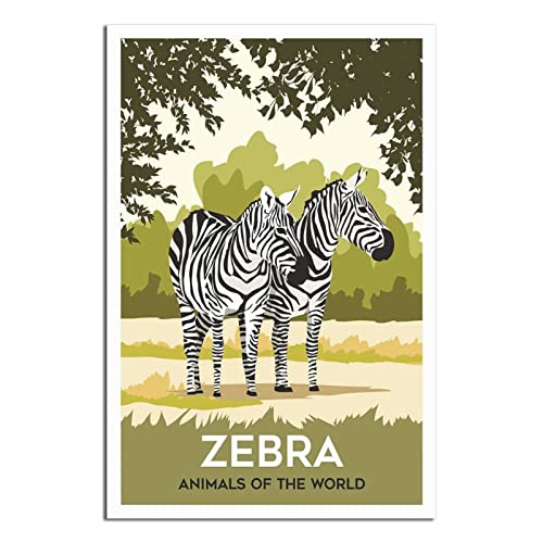 UEJD Vintage Zebra Tiere der Welt Reiseposter Dekorative Poster Modern Schlafzimmer Leinwand Kunst Poster Bild Malerei Poster Wanddekoration Kunst Geschenk von UEJD