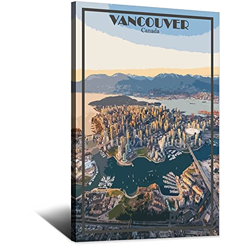 Vancouver Canada Vintage Reiseposter Skyline Dekorative Poster Modern Schlafzimmer Leinwand Kunst Poster Bild Gemälde Poster Wanddeko Kunst Geschenk von UEJD