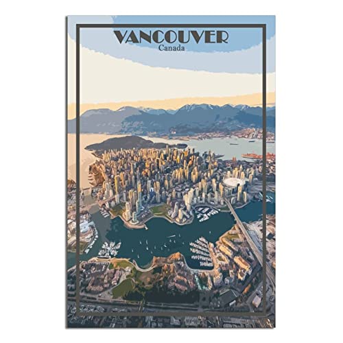 Vancouver Canada Vintage Reiseposter Skyline Dekorative Poster Modern Schlafzimmer Leinwand Kunst Poster Bild Gemälde Poster Wanddeko Kunst Geschenk von UEJD