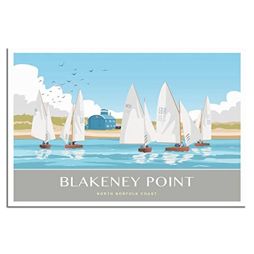 Vintage Blakeney Point Norfolk Segelboot Reiseposter Dekorative Poster Modern Schlafzimmer Leinwand Kunst Poster Bild Malerei Poster Wanddeko Kunst Geschenk von UEJD