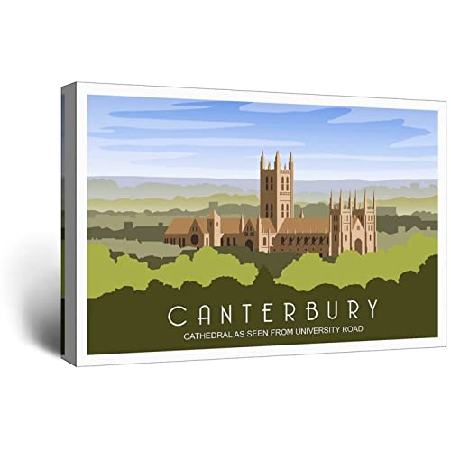 Vintage Canterbury Kathedrale Reiseposter Skyline Dekorative Poster Modern Schlafzimmer Leinwand Kunst Poster Bild Gemälde Poster Wanddeko Kunst Geschenk von UEJD