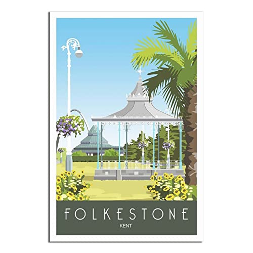 Vintage Folkestone Leas Cliff Hall Kent Reise-Poster Dekorative Poster Modern Schlafzimmer Leinwand Kunst Poster Bild Malerei Poster Wanddeko Kunst Geschenk von UEJD