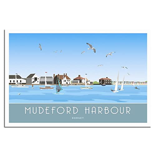 Vintage Mudeford Harbour Dorset Segelboot Reiseposter Dekorative Poster Modern Schlafzimmer Leinwand Kunst Poster Bild Malerei Poster Wanddeko Kunst Geschenk von UEJD