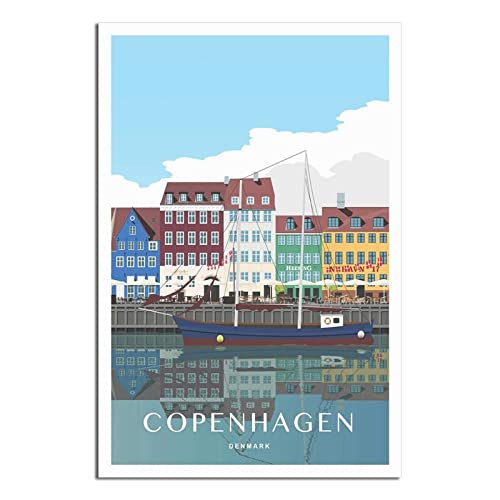 Vintage Nyhavn Kopenhagen Dänemark Reiseposter Dekorative Poster Modern Schlafzimmer Leinwand Kunst Poster Bild Malerei Poster Wanddekor Kunst Geschenk von UEJD