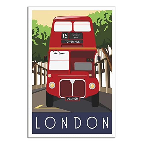 Vintage-Poster, Motiv: England, Londoner Bus, Reise-Poster, modernes Schlafzimmer, Leinwand-Kunst, Poster, Wanddekoration, Kunst, Geschenk von UEJD