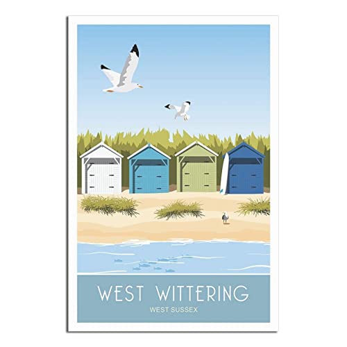 Vintage West Witterings Strandhütten Sussex Reiseposter Dekorative Poster Moderne Schlafzimmer Leinwand Kunst Poster Bild Malerei Poster Wanddekoration Kunst Geschenk von UEJD