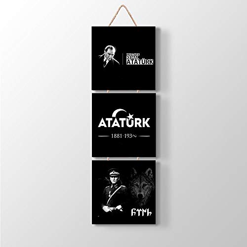 ÜLKÜCÜ Market Bilder Wandbild 3-teilig 20x66 Kunstdruck Wolf Bozkurt Türk Atatürk Osmanli Türkiye von ÜLKÜCÜ Market