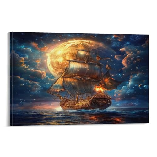 UENDOKRNN Segelboot Wandbild Leinwand Gemälde WanddekoRatteion Wandposter Kunstdruck Für Schlafzimmer WanddekoRatteion Gerahmt 20x30inch(50x75cm) von UENDOKRNN