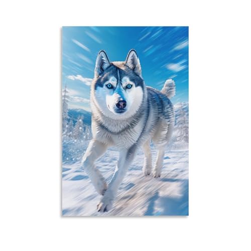 UENDOKRNN Snow Husky Wandbild Leinwand Gemälde Wand-Dekorationen Poster Leinwanddrucke Kunstwerk Für Schlafzimmer Wohnzimmer Dekor 20x30inch(50x75cm) von UENDOKRNN
