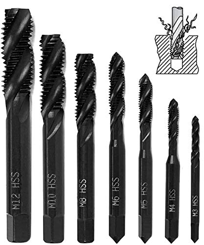 7 Stück Gewindebohrer Set, HSS 6542 Nitrieren Metrisch Spiralnutbohrer Maschinengewindebohrer Gewindebohrer Satz M3 M4 M5 M6 M8 M10 M12 für Metall Holz Bohrer 7 Stück Gewindebohrer Set, HSS 6542 Nitrieren Metrisch Spiralnutbohrer Maschinengewindebohrer Gewindebohrer Satz M3 M4 M5 M6 M8 M10 M12 für Metall Holz Bohrer von UEOTO