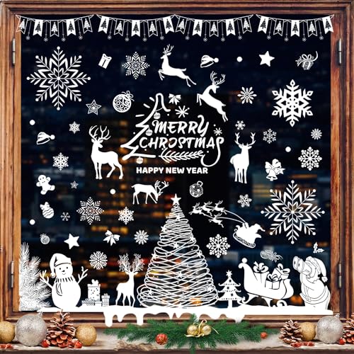 Weihnachts Fensterbilder Weihnachten Selbstklebend, Weihnachtsdeko Amerikanisch Innen Fenster Schneeflocken Fenstersticker, Weiß Fensteraufkleber Weihnachten Statische für Winter Fensterdeko Weihnachts Fensterbilder Weihnachten Selbstklebend, Weihnachtsdeko Amerikanisch Innen Fenster Schneeflocken Fenstersticker, Weiß Fensteraufkleber Weihnachten Statische für Winter Fensterdeko von UEOTO