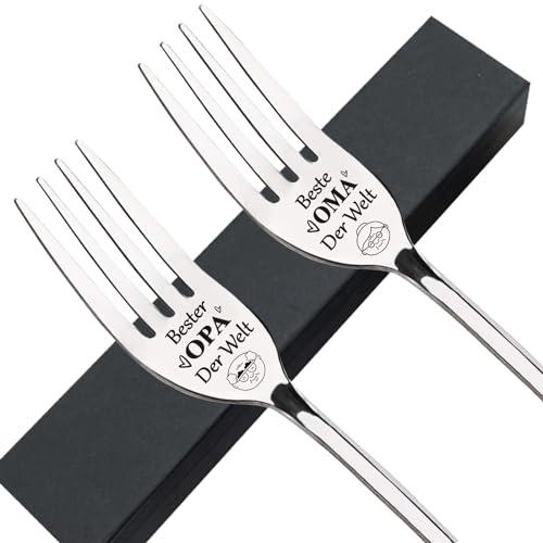 Oma und Opa Geschenke, 2 Stück Edelstahl Gabel mit Gravur Beste Oma und Bester Opa Der Welt Geburtstagsgeschenk Weihnachtsgeschenke, Gabeln Geschenke für Oma und Opa zum Geburtstag Hochzeitstag Oma und Opa Geschenke, 2 Stück Edelstahl Gabel mit Gravur Beste Oma und Bester Opa Der Welt Geburtstagsgeschenk Weihnachtsgeschenke, Gabeln Geschenke für Oma und Opa zum Geburtstag Hochzeitstag von UEOTO