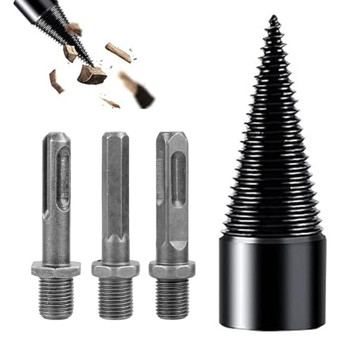 Bohrkegel Holzspalter 42mm mit 3 Bohrgriffe, Brennholzbohrer Spaltbohrer für Brennholz Stahl Kegelbohrer Kegelspalter Bohrmaschine Stufenbohrer Holzschneider Holzspalterbohre von UEPOA
