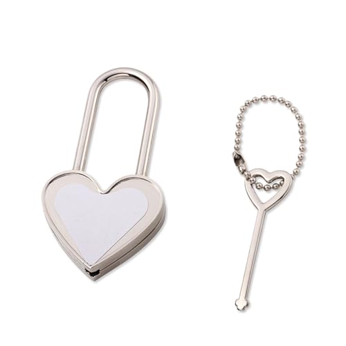 Liebesschloss, Kleines Herz Schloss mit Schlüssel Deko Vorhängeschloss Silber Herzvorhängeschloss Vintage Herzschloss für Valentinstag Jahrestag Liebesgeschenk von UEPOA