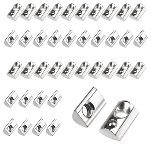 Nutenstein M8, 40 Stück Nutensteine M8 mit Zentrierung Kugel Nut 40-Serie Aluprofil T Nutsteine Schrauben Set Kohlenstoffstahl Gleitmutter (Europanorm) von UEPOA