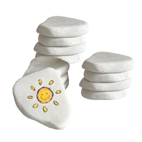 UEPOA 12 Stück Steine zum Bemalen Flach, 5-8cm Große Kieselsteine Weiß Flache Malsteine Strand Kiesel Glatte Dekosteine Naturstein Flusskiesel für Bunte Malerei & Dekoration von UEPOA