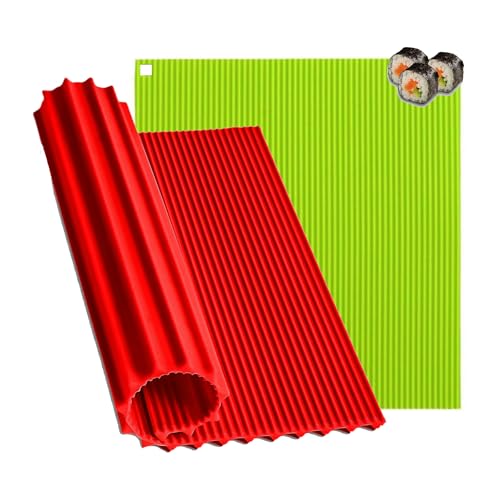 UEPOA 2 Stück Sushi Maker, Sushi Matte Silikon DlY Roller Wiederverwendbare Rollmatte Machen Zubehör für Anfänger Party Picknick Reisen von UEPOA