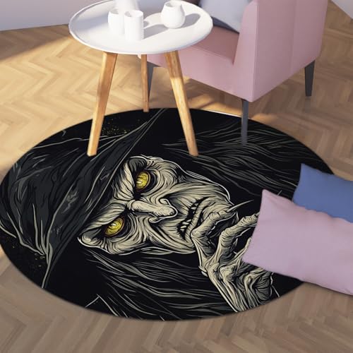 Dark Style 160cm Runde Teppiche Mysteriöser Horror Geist mit Hutmuster Boden Teppich Waschbar Gemütlich Low Flor Wohnzimmer Schlafsaal Halloween Dekor Dark Style 160cm Runde Teppiche Mysteriöser Horror Geist mit Hutmuster Boden Teppich Waschbar Gemütlich Low Flor Wohnzimmer Schlafsaal Halloween Dekor von UERWOWELL