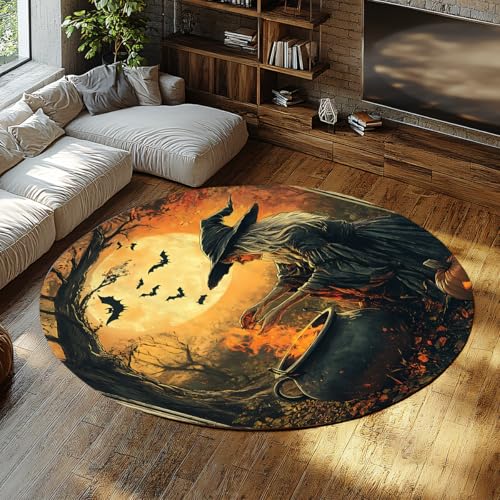 Gothic Stil 90cm Runde Teppiche Mysteriöse Hexe Mondlicht Waldszene Boden Teppich Waschbar Gemütlich Niedriger Flor für Bauernhaus Halloween Dekor Gothic Stil 90cm Runde Teppiche Mysteriöse Hexe Mondlicht Waldszene Boden Teppich Waschbar Gemütlich Niedriger Flor für Bauernhaus Halloween Dekor von UERWOWELL
