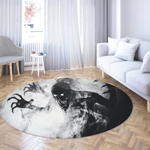 Gothic Style 240cm Runde Teppiche Halloween Thema Gruselig Schwarz Geist Muster Boden Teppich Waschbar Gemütlich Niedriger Flor für Esszimmer Küche Gothic Style 240cm Runde Teppiche Halloween Thema Gruselig Schwarz Geist Muster Boden Teppich Waschbar Gemütlich Niedriger Flor für Esszimmer Küche von UERWOWELL