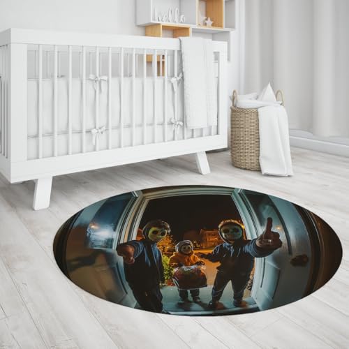 Indoor 150cm Runde Teppiche Gruselige Kinder Süßes oder Saures Muster Boden Teppich waschbar niedrig Flor tragbar für Kinderzimmer Halloween Dekor Indoor 150cm Runde Teppiche Gruselige Kinder Süßes oder Saures Muster Boden Teppich waschbar niedrig Flor tragbar für Kinderzimmer Halloween Dekor von UERWOWELL